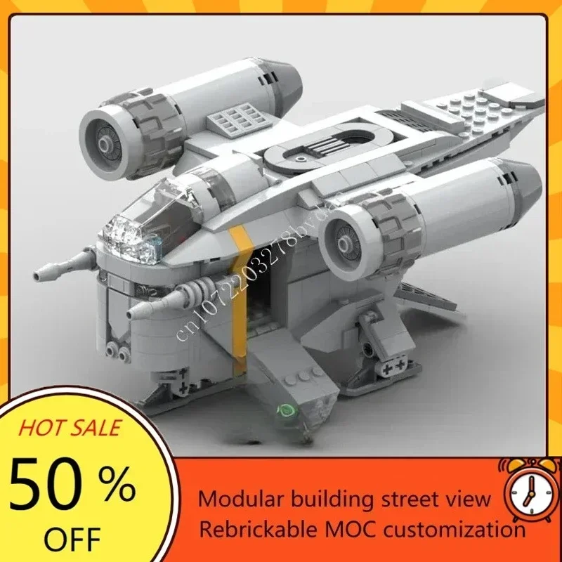 

596PCS MIDI-Scale Razor Crest MOC Custom Puzzle Creative Street View Model DIY Architecture Assembly Educational Toy Gift