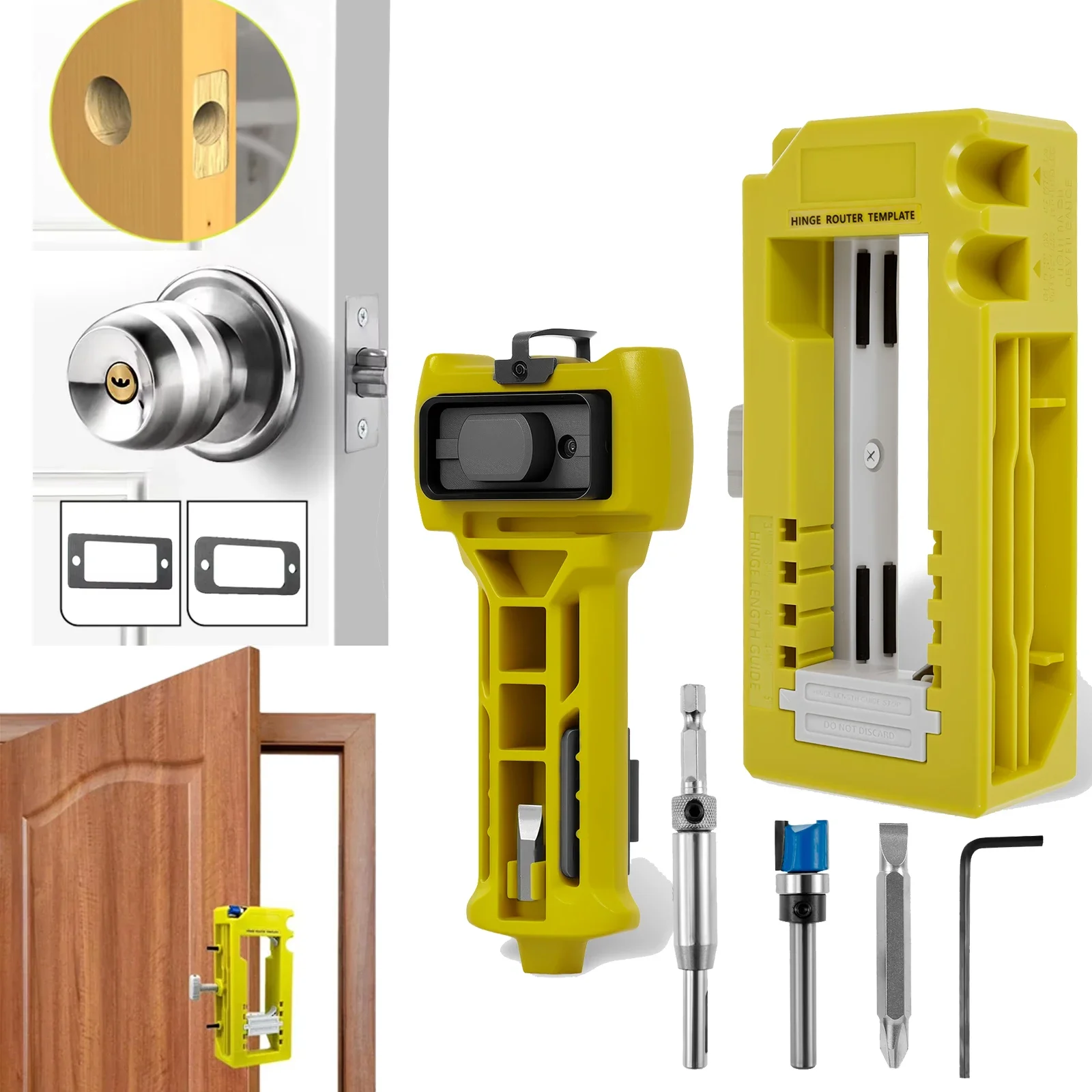 Door Hinge and Door Latch Installation Kit Door Hinge Mortiser Template Door Latch for Accurate Chiseling Scoring Easy to Use