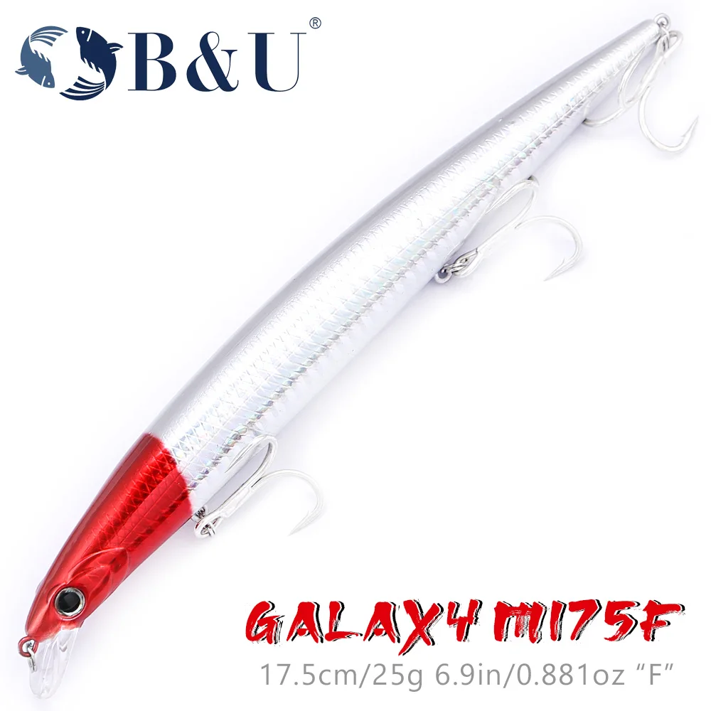 

B&U Ultra Long Casting Slim Minnow Floating Fishing Lure 175mm 26g 10-90cm Saltwater Artificial Large Hard Baits