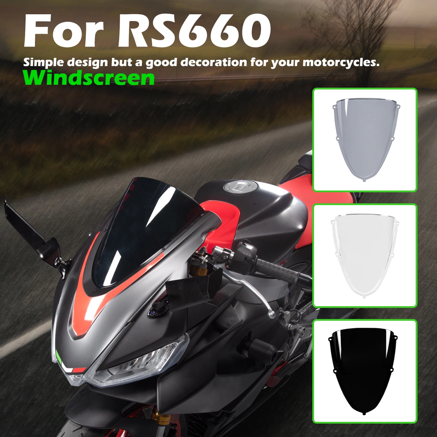 

Motorcycle For Aprilia RS660 Windshield Front Windscreen Fairing Cover for Aprilia RS 660 RS660 Front Spoiler Cover 2020-2024