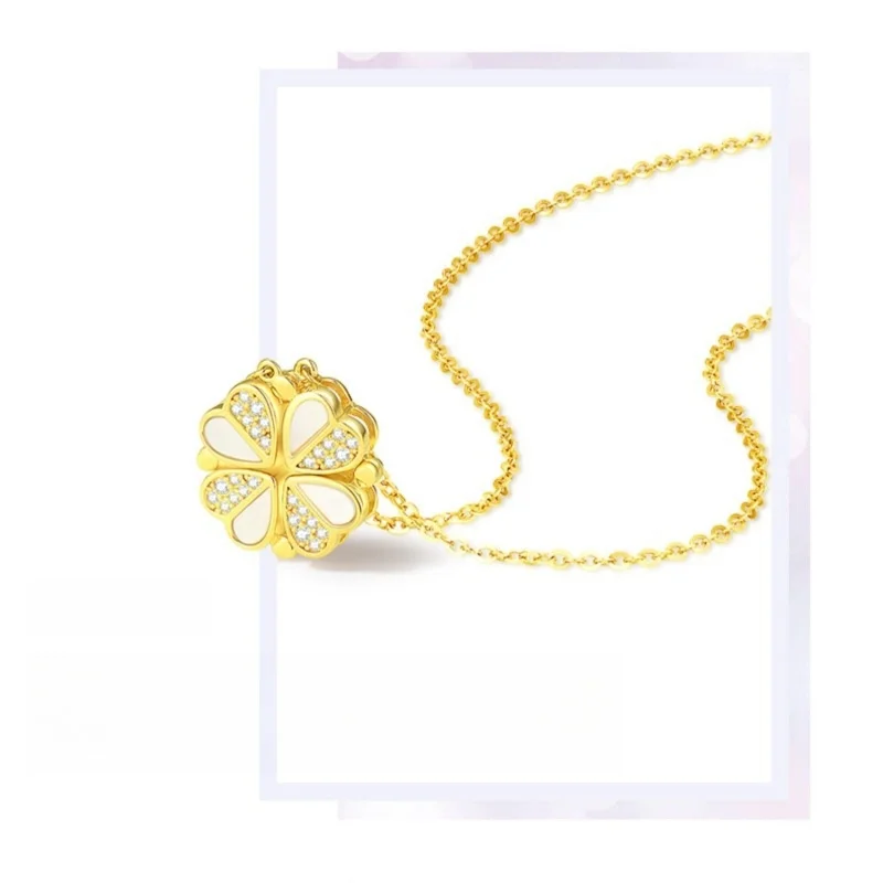 s925 sterling silver necklace women's mother-of-pearl four-leaf clover sweater chain love pendant