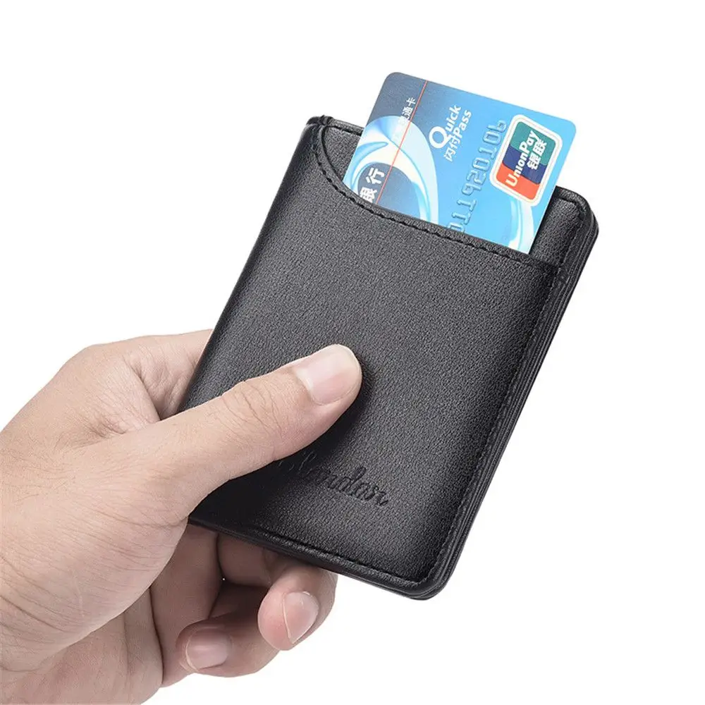 Business Thin Wallet PU Leather Bifold Money Clip Men Wallet ID Card Holder Short Leather Purses