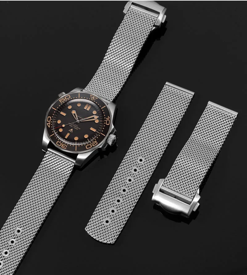 

High Quality 20mmChain Watch Strap For OMG 007 Seamaster Diver 300 Watch Band Replace Milanese 316L Stainless steel Bracelet