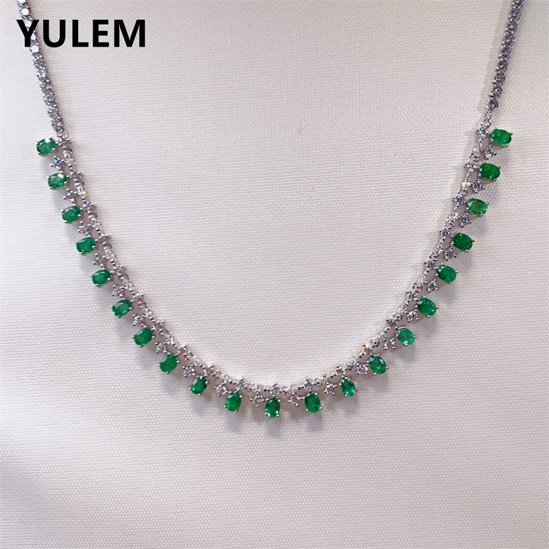Natural Emerald Pendant Necklace for Women Silver 925 Jewelry Luxury Gem Stones 18k Gold Plated Free Shiping Items