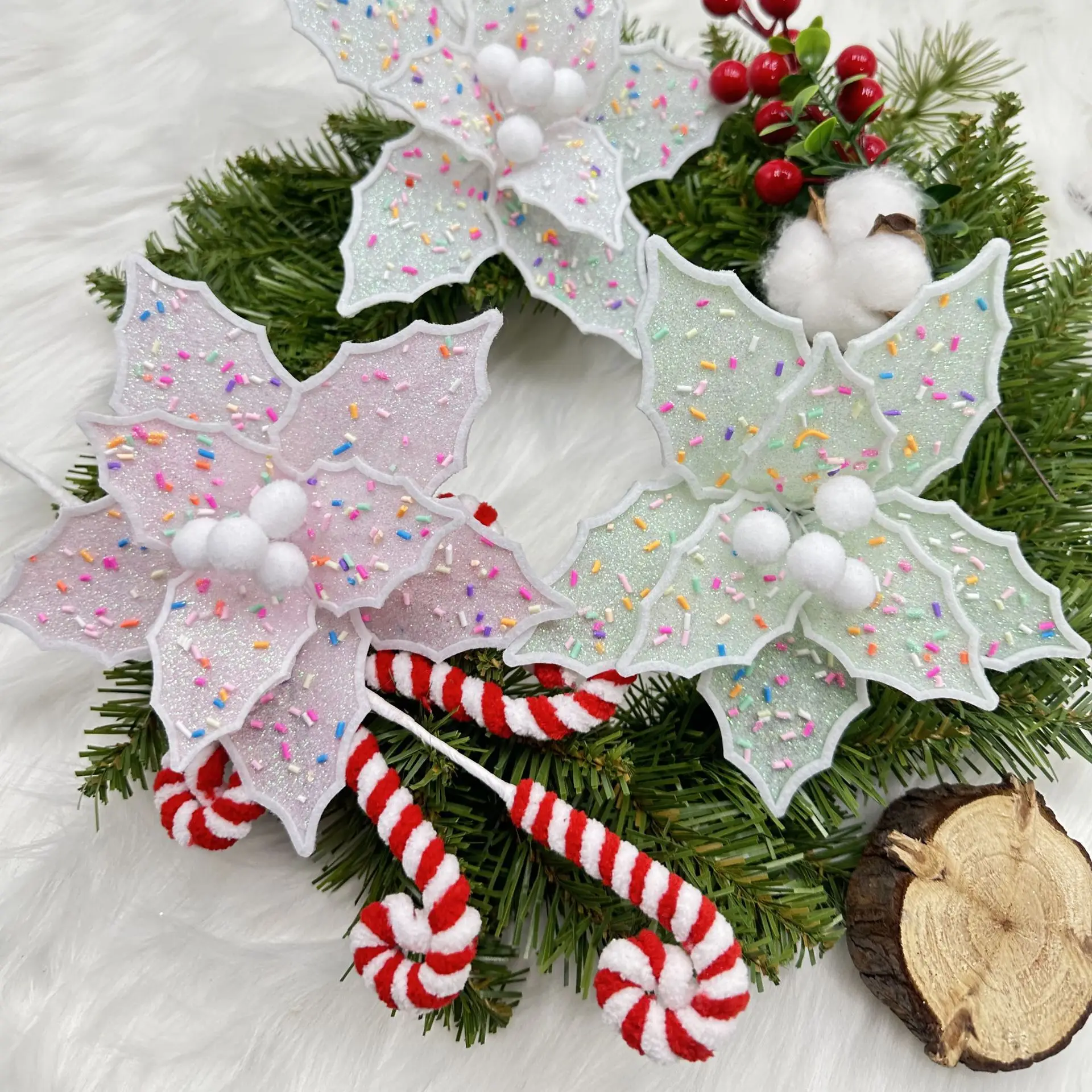 

Christmas Simulation Flower High End Velvet New Product Christmas Decoration Twisted Stick Flower