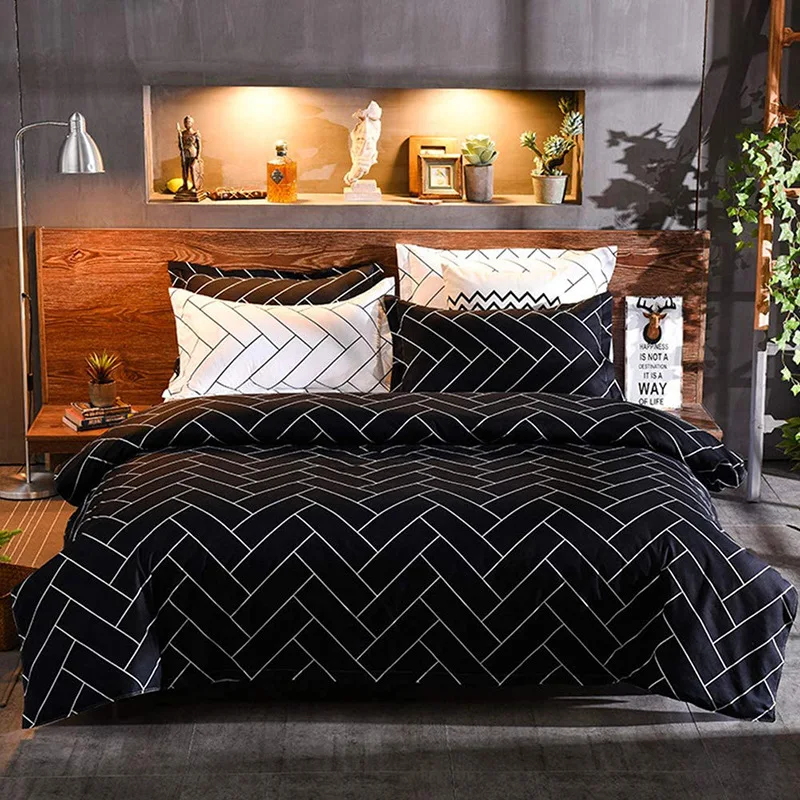 European and American Printing Duvet Cover Set Cozy Sanding Bedding Sets for Four Seasons 3Pcs Washable Soft Textile Supplies