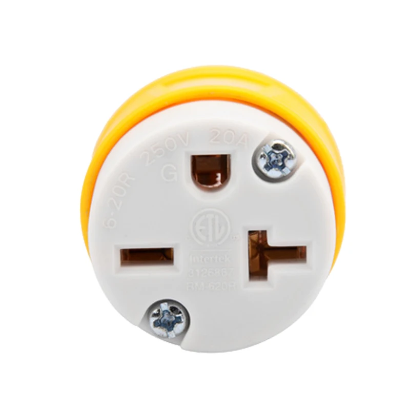 สีเหลืองอเมริกัน NEMA 6-20R ประกอบหญิงอุตสาหกรรม 20A/250V อุปกรณ์สายไฟโดยตรงซ็อกเก็ต ETL การรับรอง