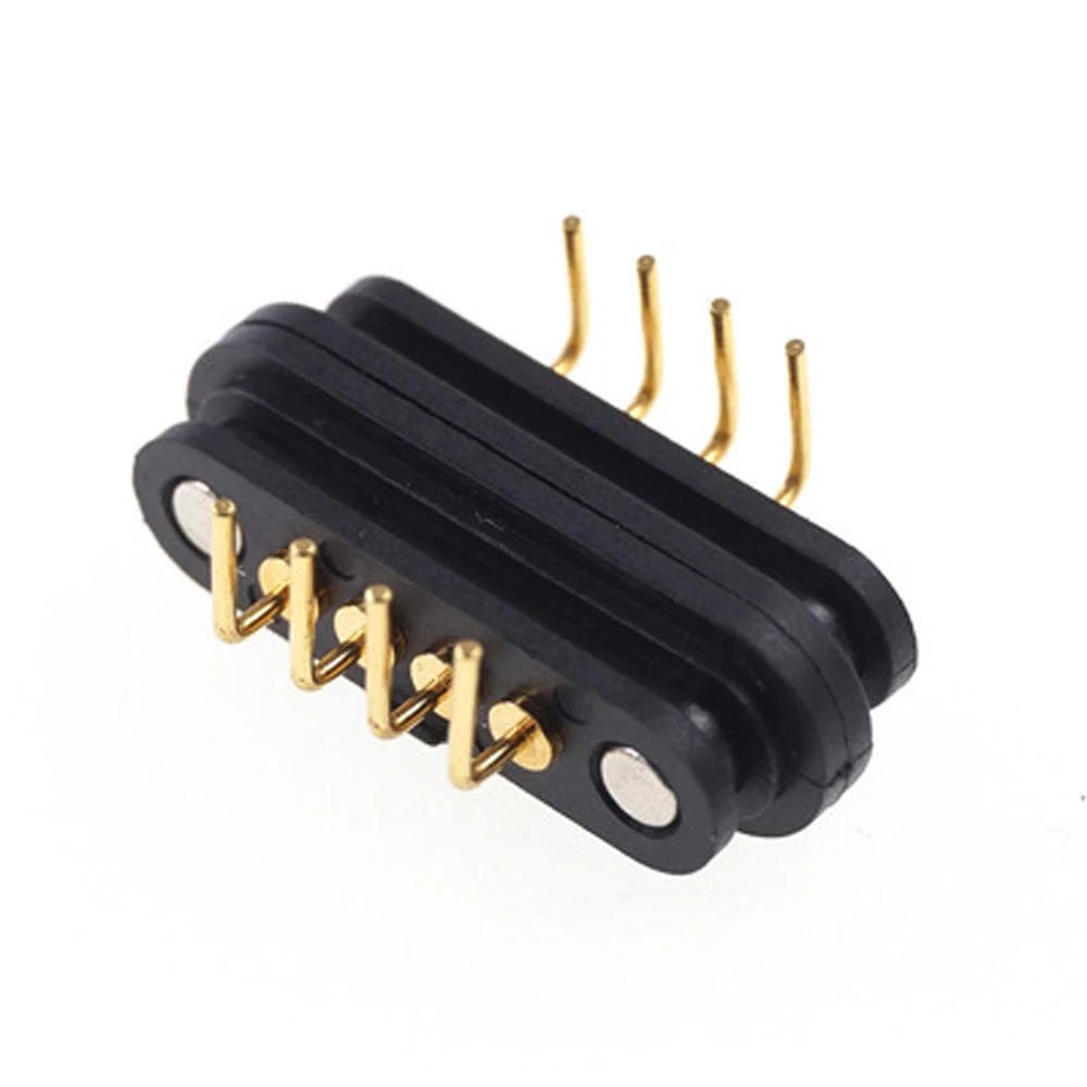 1Pair Spring-Loaded Magnetic Pogo Pin Connector 4 Pole Pitch 2.5 Through Hole Angled Male Female 2.0A 36V DC Power Charge Probe