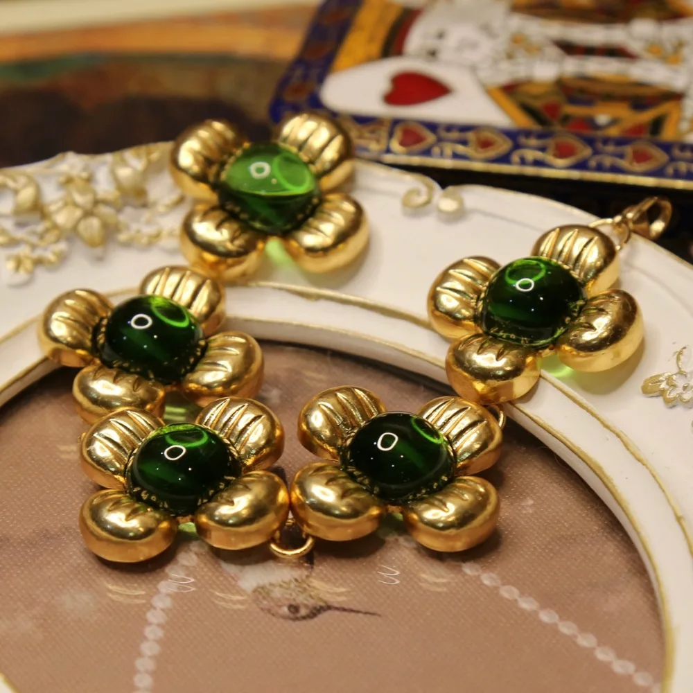 Medieval Style Bracelet Vintage Green Glazed Grass Retro Niche Bracelet 0384