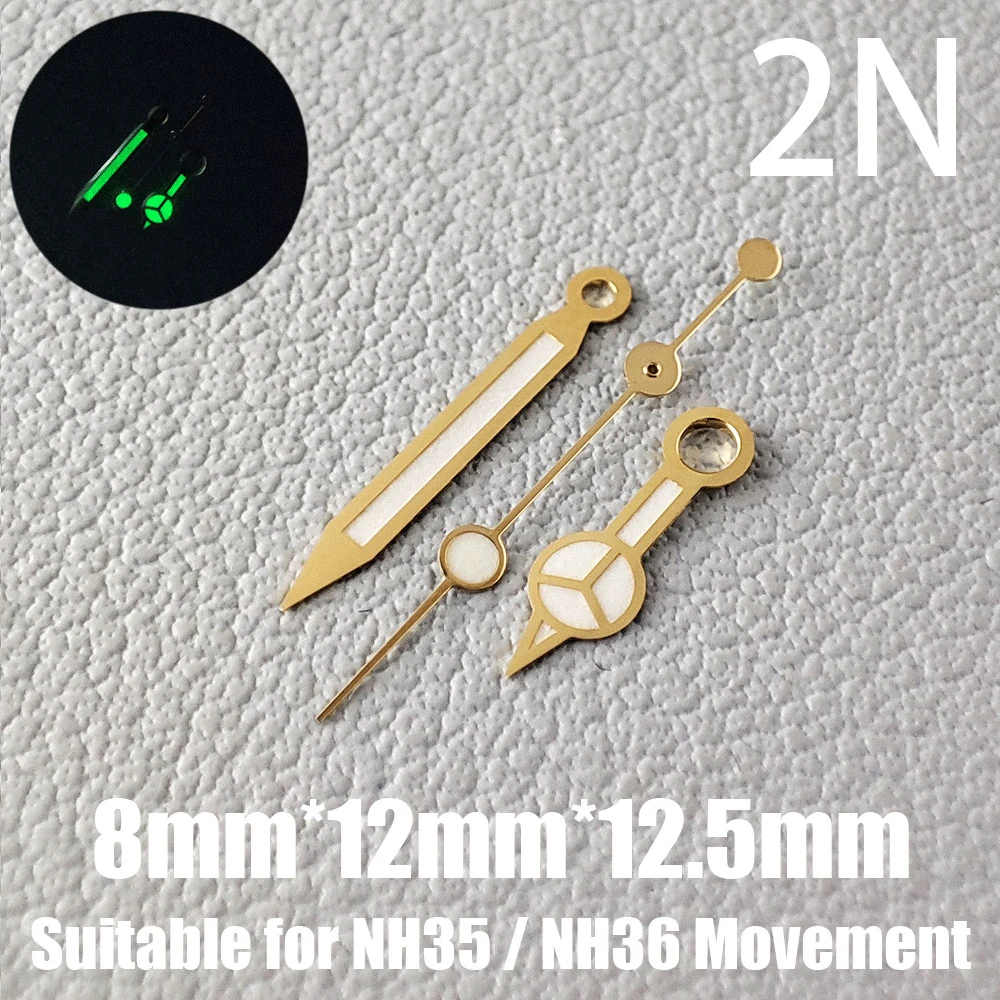 Manecillas luminosas para reloj, accesorios para reloj, NH35, C3, verde y azul, adecuado para movimiento NH35/NH36, 1N-38N
