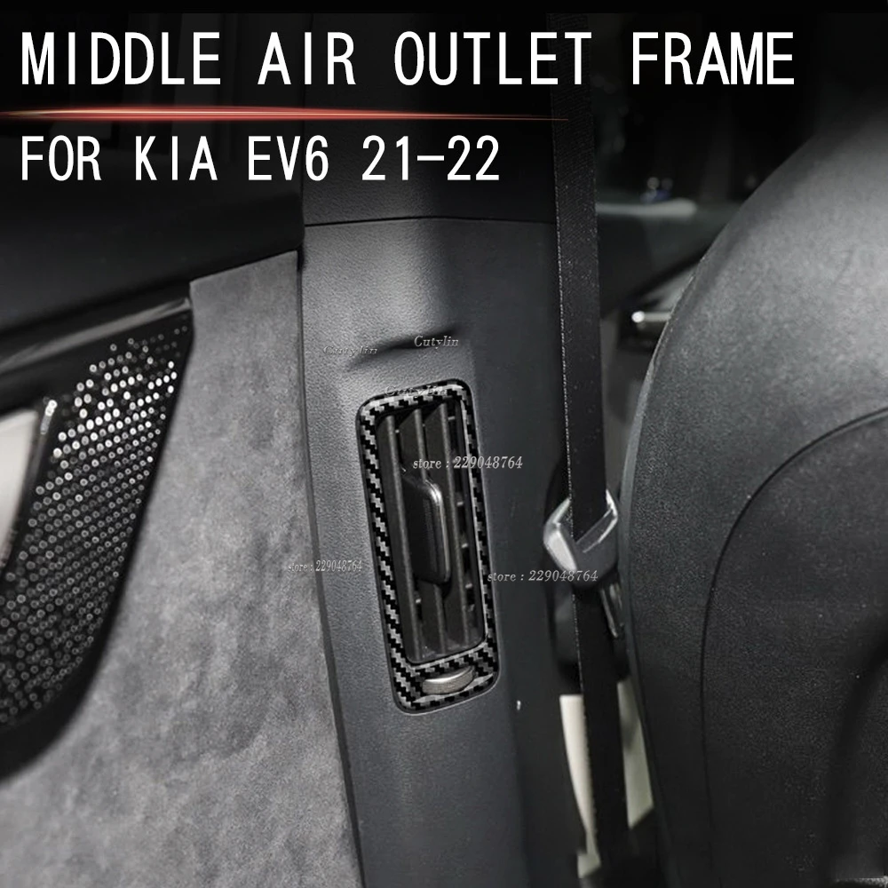 RHD for KIA EV6 GT Line 2021 2022 2023 Carbon Fiber Center Console Gear Shift Trim Water Cup Holder Decoration Cover Accessories