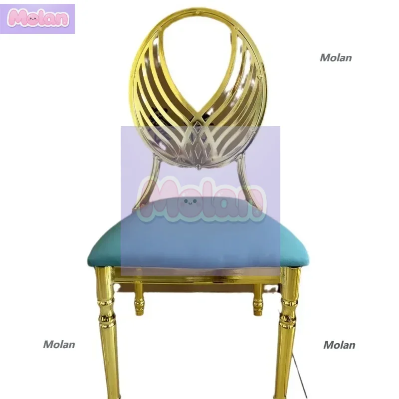 

European Hotel Restaurant Banquet Wedding Hall Stainless Steel Backrest Hollow Phoenix Stool Chair Tiffany Chair