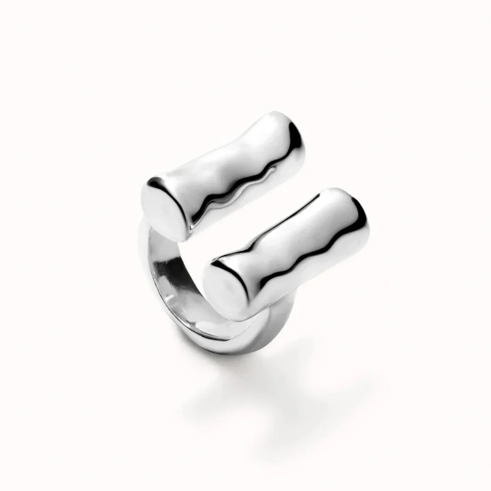 2025 Autumn Versatile Simple Design Silver Geometric Open Ring Women's Accessories Give Creative Gifts to Friends