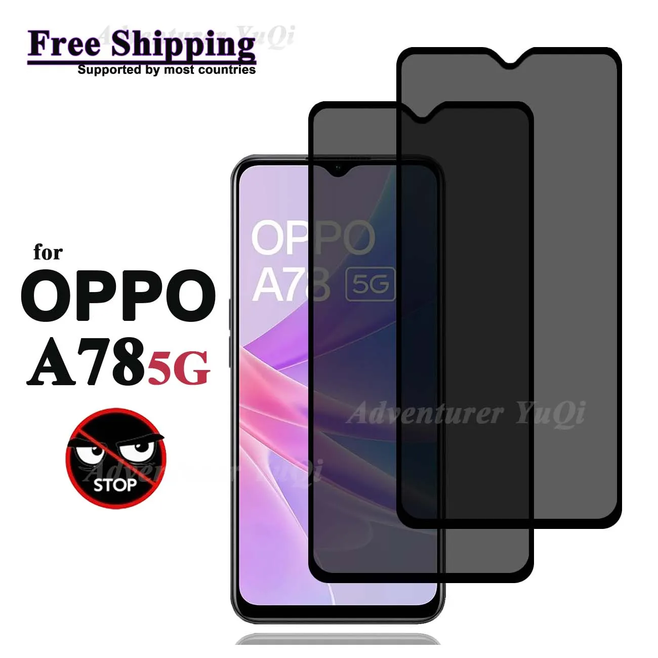 

Anti Spy Screen Protector For OPPO A78 5G Tempered Glass Privacy Anti Peep Scratch 9H Case Friendly High Aluminum