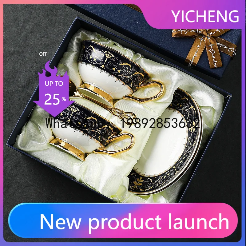 

LYY Bone Porcelain Coffee Cup and Saucer Set Ceramic Vintage English Afternoon Tea Cup Tea Set Gift