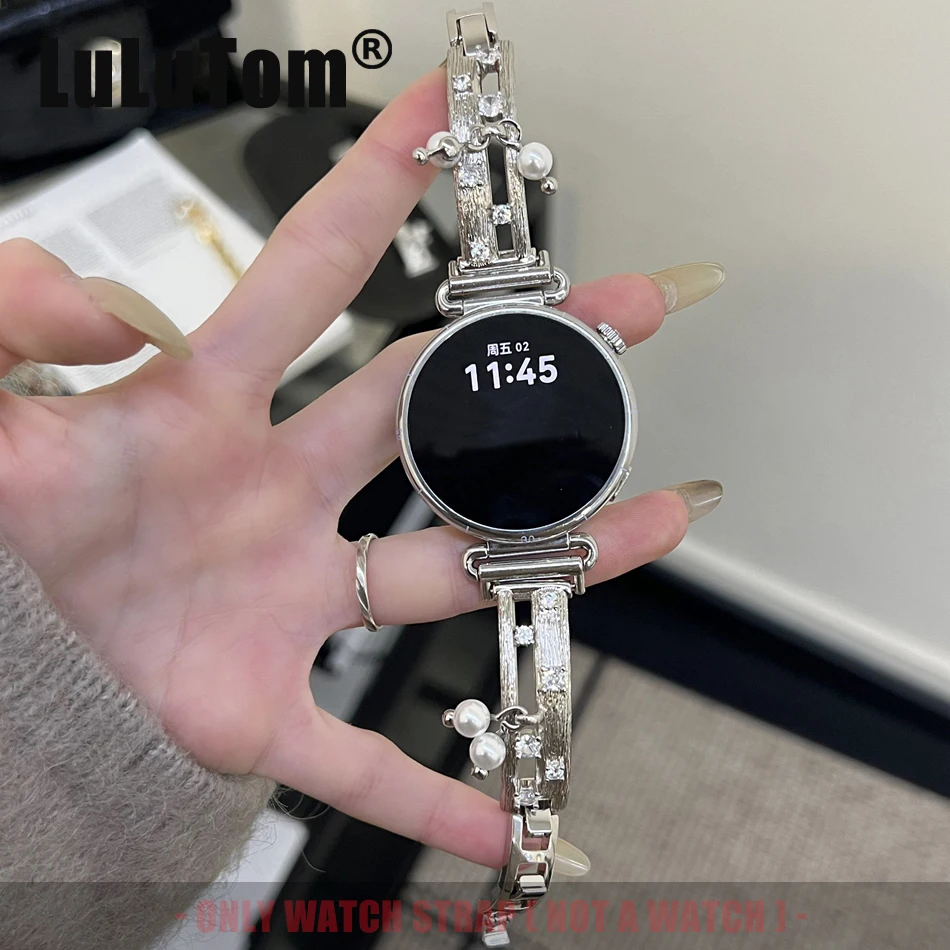 

Ремешок с жемчужным кулоном и цирконами для Samsung Galaxy Watch 8 40/44/47 мм, Ultra 7 6 5 Classic 46 мм, для Huawei 11 10 9 GT 5 4 3 Pro