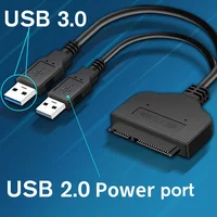 Adaptador de controlador duro Sata a USB 3,0/2,0, compatible con disco duro SSD HDD externo de 2,5 pulgadas, Cable Sata III de 22 pines, Cable USB Sata