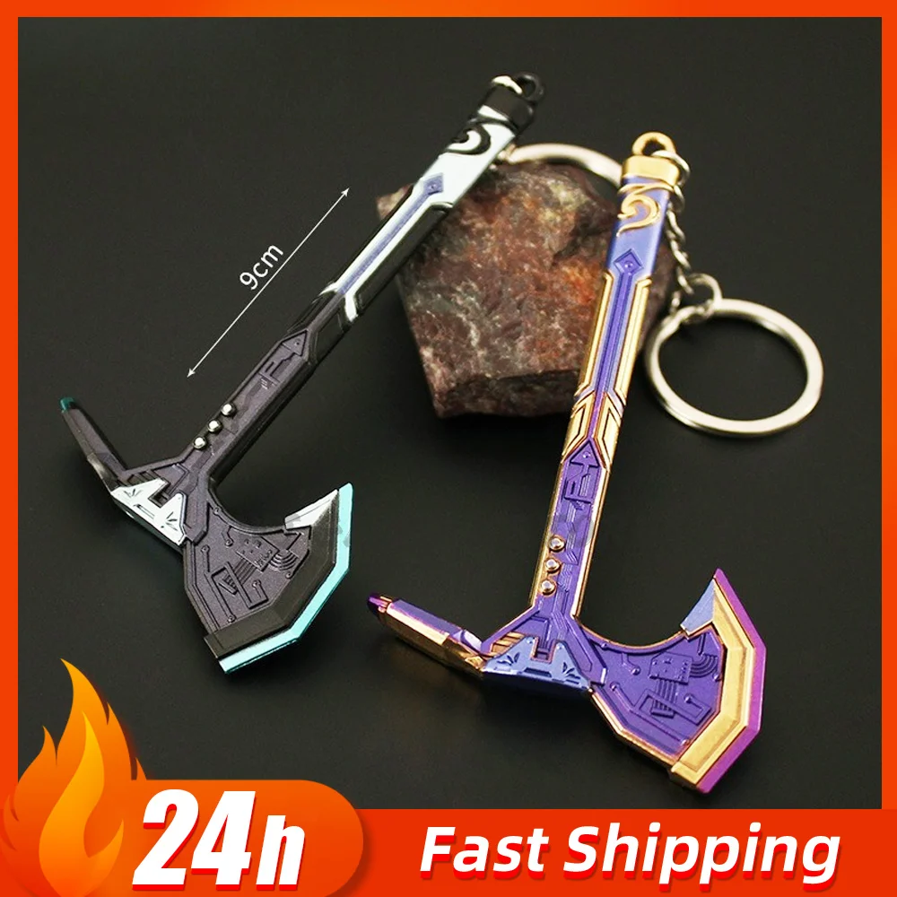 Porte-clés périphériques de jeu Valorant, 9cm/3.54 pouces, modèles d'armes West Future, Mini Borderlands Era Tomahawk, jouets pendentifs, cadeaux pour garçons