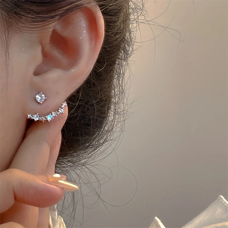 Fashion Shiny Stud Earrings Sparking Zircon Jewelry Ear Studs Elegant Korean Earrings Gifts