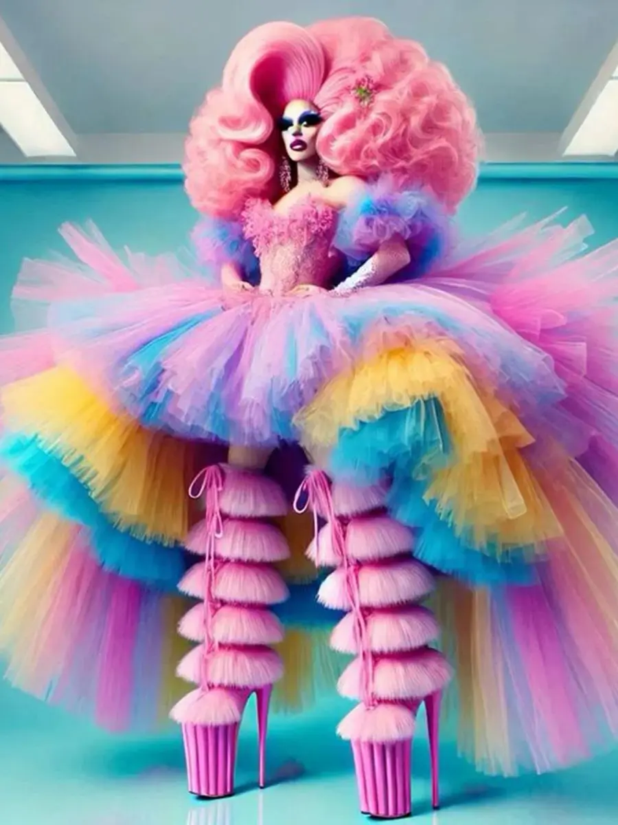 Extra pluizige kleurrijke tule galajurken hoog-laag fotoshoot formele feestjurk tutu avondjurken op maat gemaakte kleur en maat - afbeelding 2