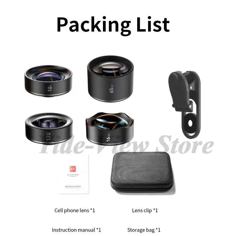 Fotorgear Mobile Phone Camera Lens Set (10X Macro/65mm Portrait/170° Fisheye/16mm Ultra Wide Lens)For iPhone 12 iPhone 13 Series