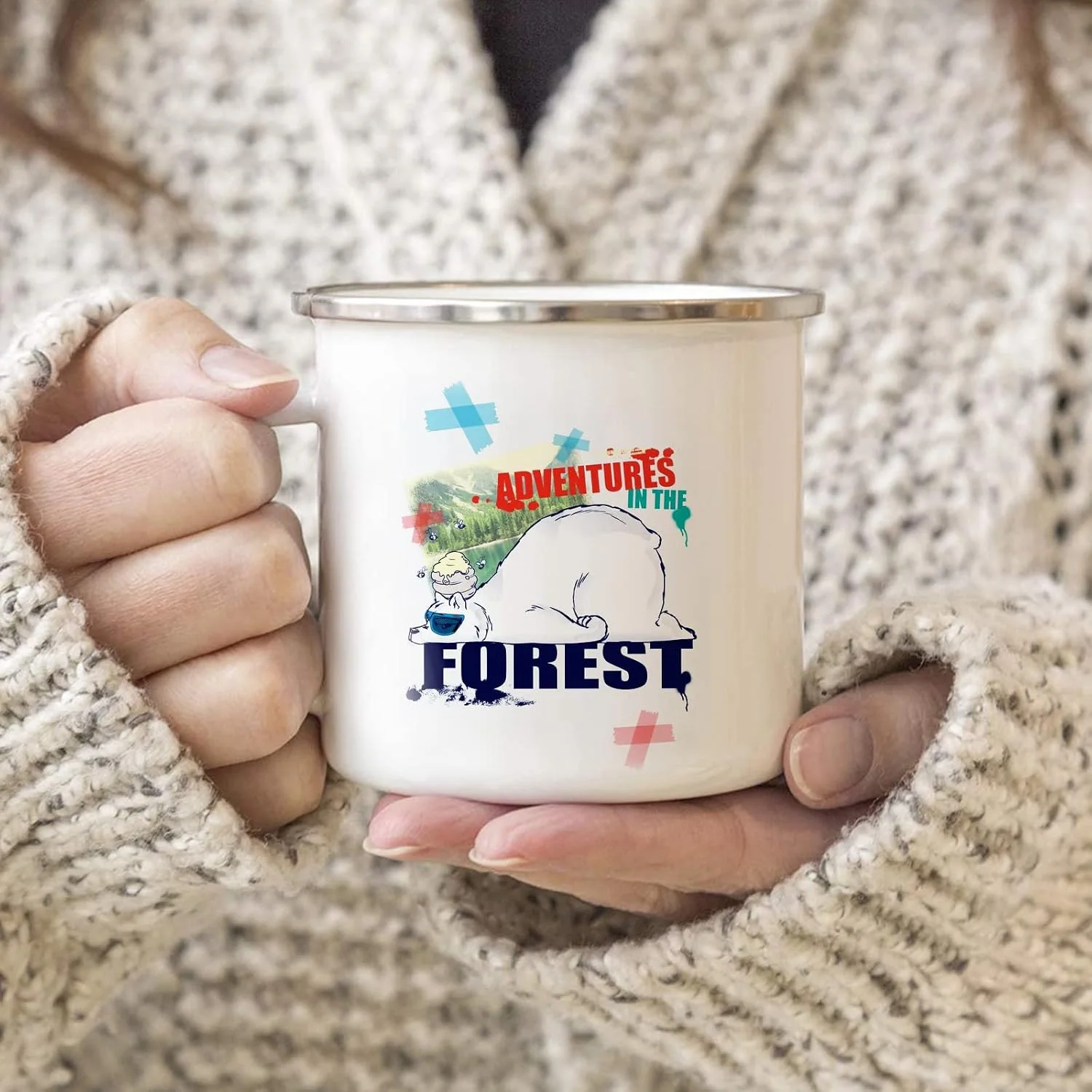 1/4Pcs Blank Sublimation Enamel Mug 12oz White Camping Mug Stainless Steel Rim Heat Transfer Blank Cup for DIY Printing