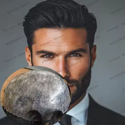 #1 Jet Black Man Human Hair Prosthesis System Capillary Strong 0.1mm PU Base Men Toupee Natural Hairline Super Durable Grey Hair