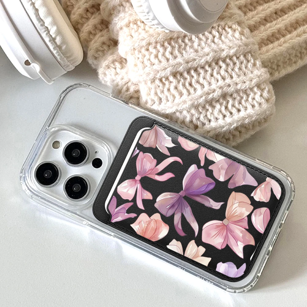 Luxuriöse Schleifen-Design Leder-Kartenhalterhülle für Magnetische Hüllen, Geeignet für alle iPhones mit Magsafe-Kartenfunktion – Detail 4