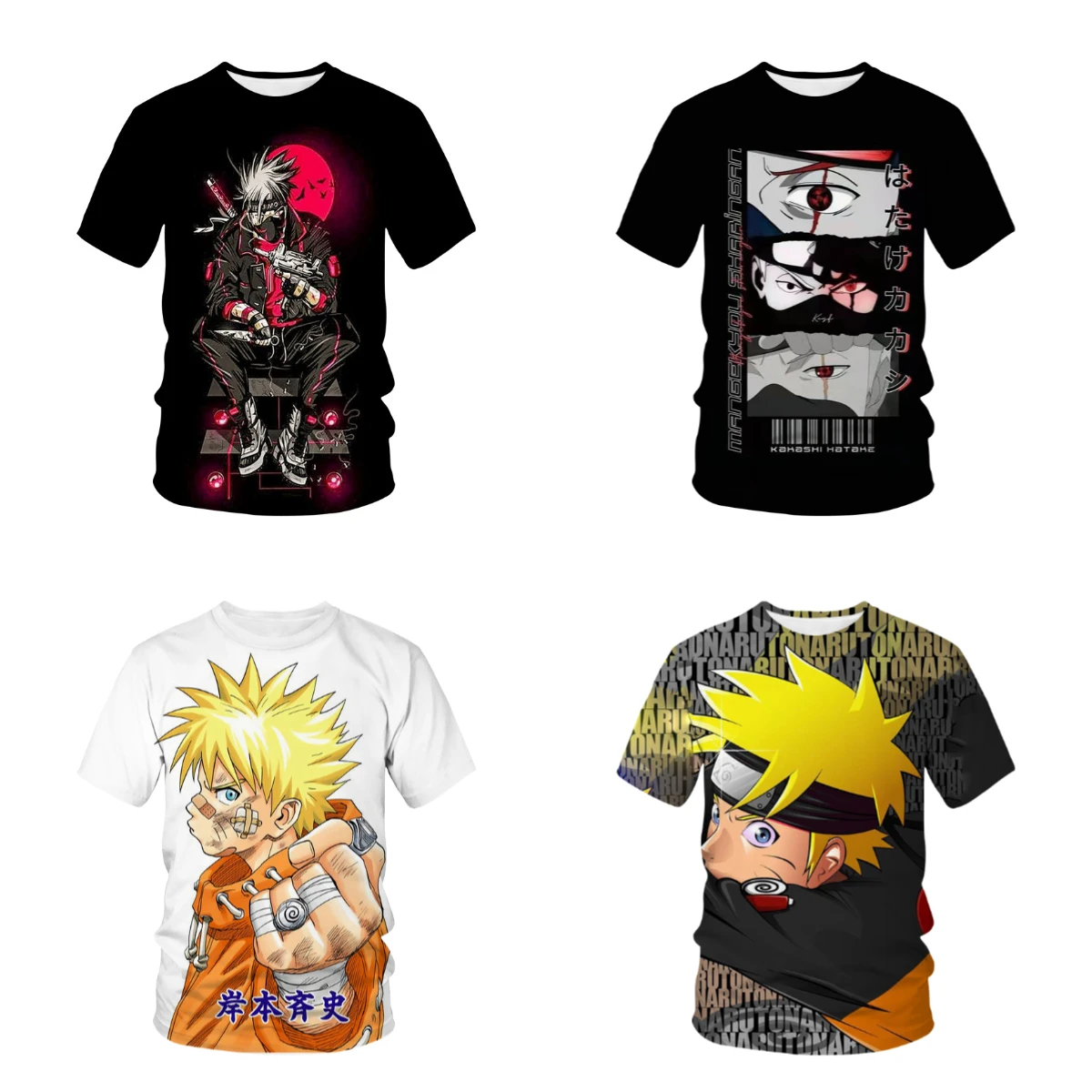 

2025 Summer Hot-selling New Flag Wood Kakashi Naruto Zombie Animation T-shirt Turtle Fashion Cosplay Orochimaru Printed Top