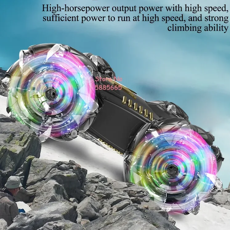 

Electric Lighting Music Wireless Control RC Stunt Car 2.4G 4WD Lateral Drift 360° Standing Rotation Dual Stunt Off Road RC Car