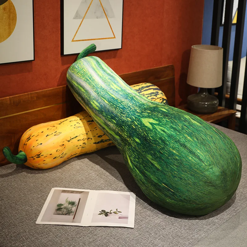 Cuscino lungo in peluche di zucca simulata, imbracatura per dormire, giallo, verde, arancione, cuscino morbido, supporto per la schiena, regalo di peluche alimentare