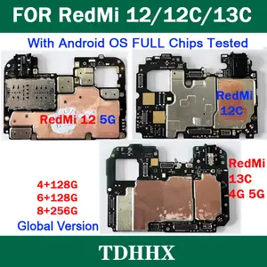 Bilashmart Working Unlocked Main Mobile Board Mainboard RedMi 12 5G/RedMi 12C/RedMi 13C 4G 5G Motherboard With Chips Circuits