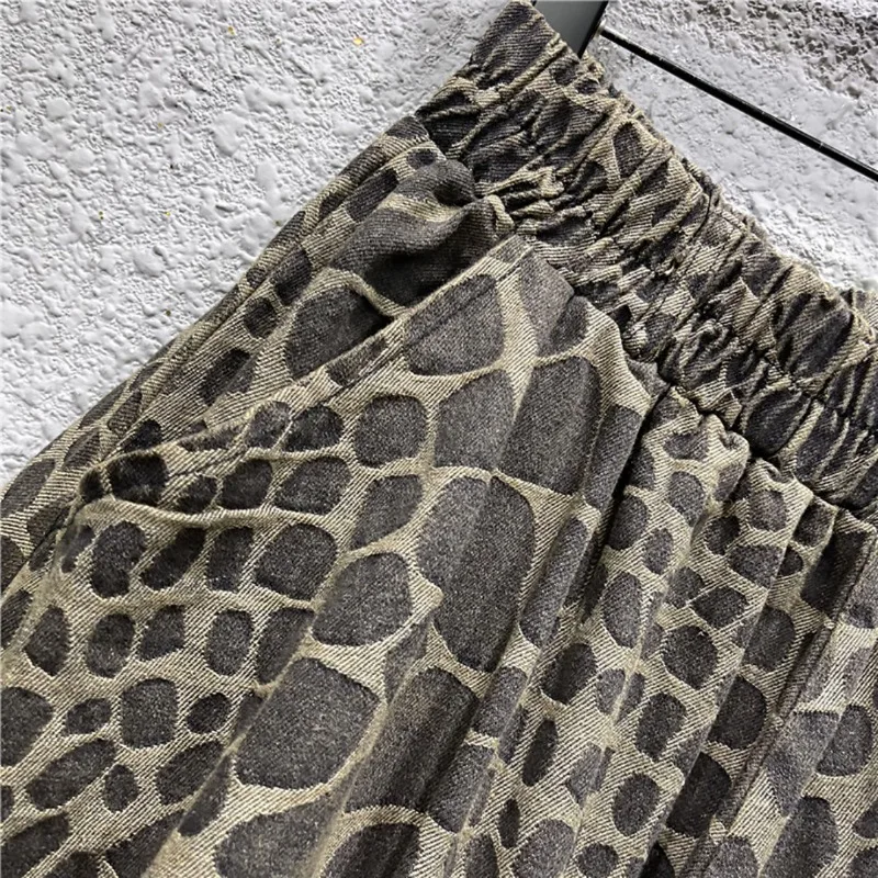 Primavera outono novo personalizado leopardo impressão jeans feminino cintura elástica solta oversized rabanete harlan denim calças y2k roupas