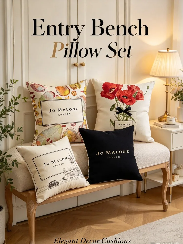 **Luxury Scented Pillow Set, London Inspired Decorative Cushions, Elegant Floral Throw Pillow Covers for Sofa Bedroom Living Roo