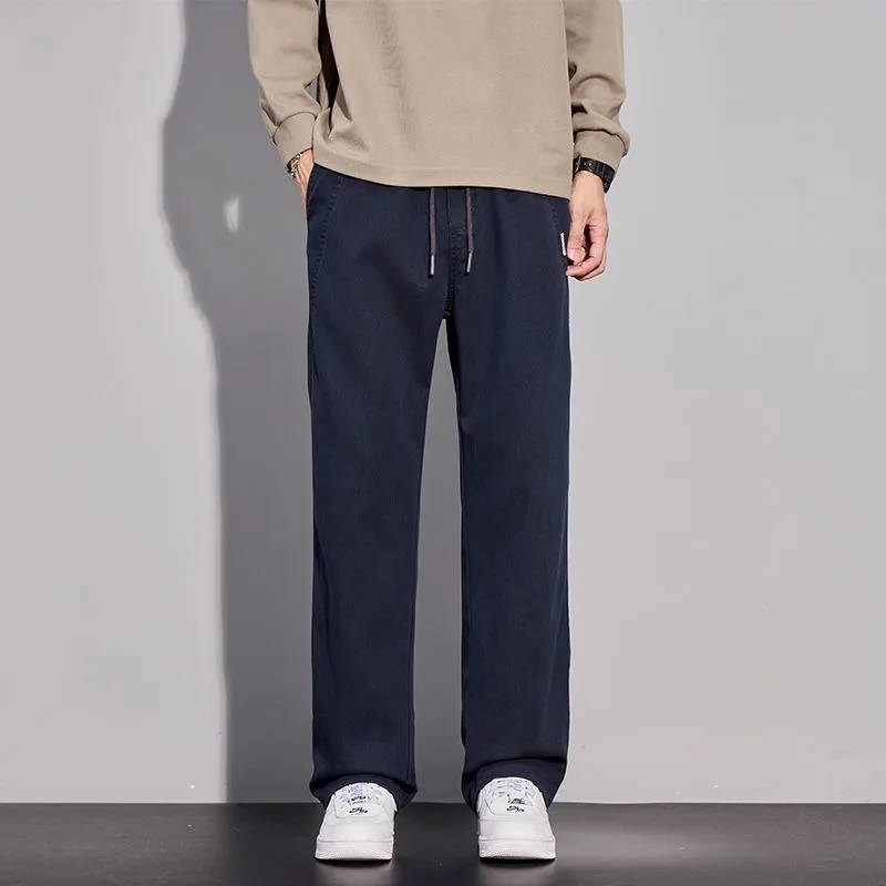 

k Grey Drawstring Waist Wide Leg Casual Pants with Side Pocket Detail for Daily Wear