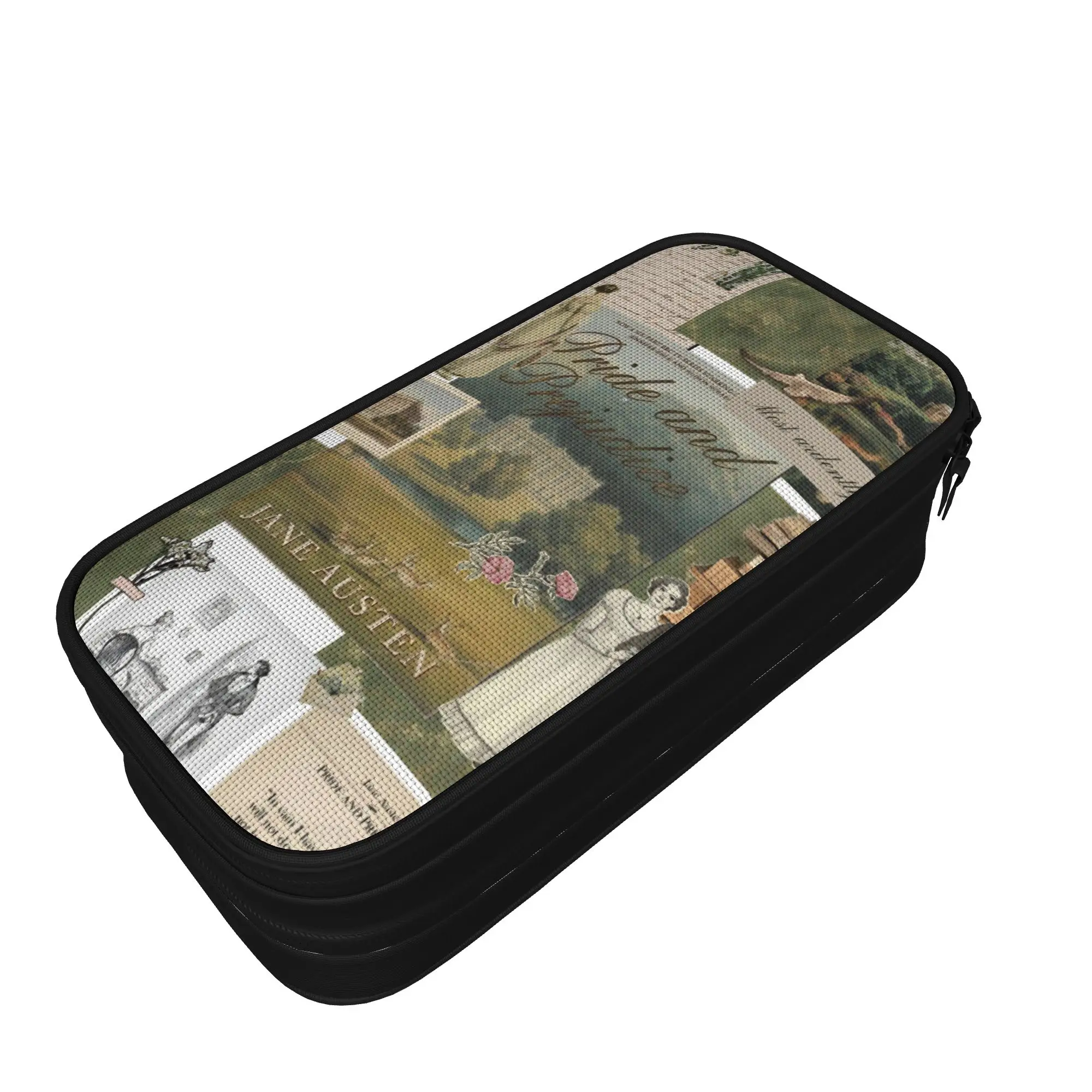 Classic  Pride and Prejudice Quotes Pencil Case Jane Austen Pencilcases Pen Box for Student Large Storage Bags Zipper Stationery
