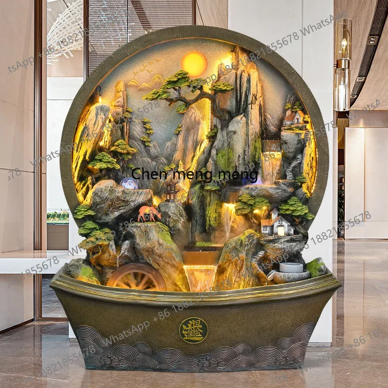 G153 Floor-to-ceiling rockery fountain flowing water ornament water curtain wall screen landscape lucky decoration