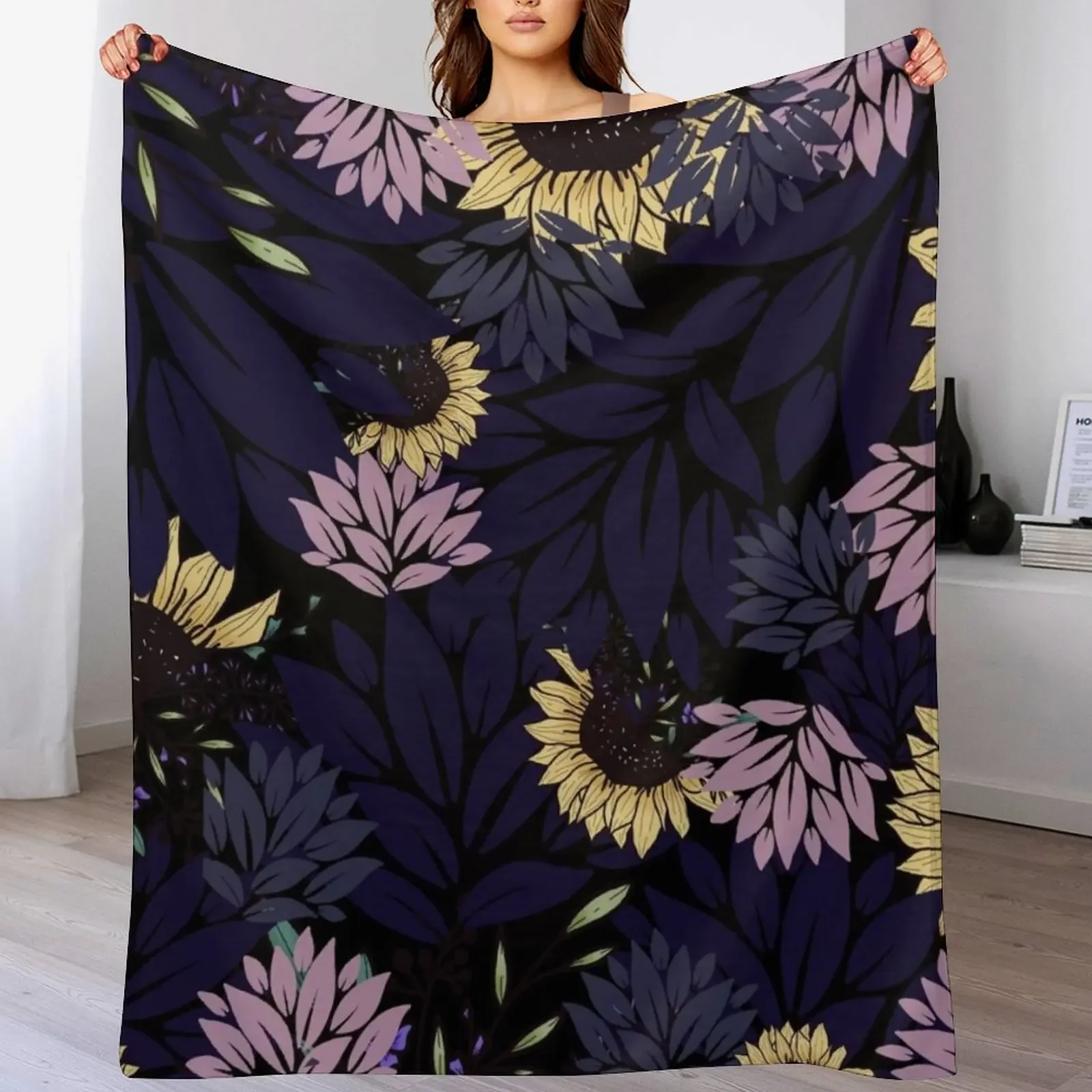 

Floral black Throw Blanket Plush Fuzzy Cozy Blanket for Couch Sofa