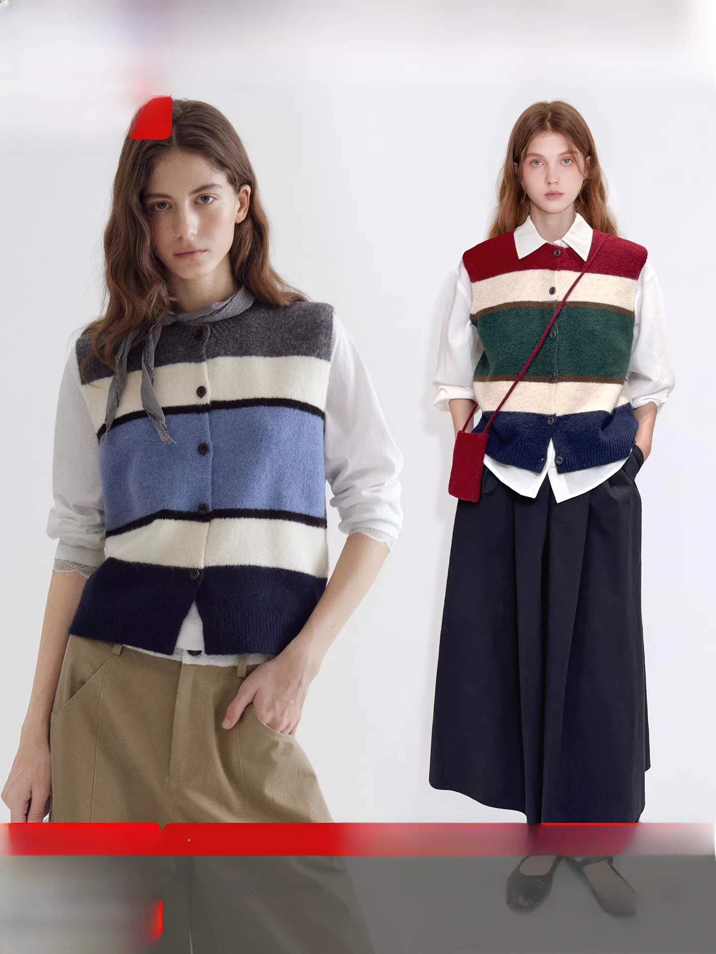 

Женский вязаный жилет Fano из смесовой шерсти с нерегулярными полосками в корейском стиле, прямого кроя, теплый зимний топ