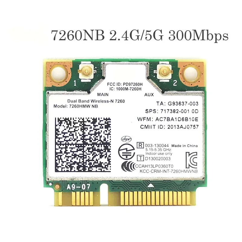 Used Wireless-N 7260 7260HMW 7260NB Mini PCIE 802.11n 300M Wifi Card for HP EliteBook 820 840 850 FIT 400PO 600PO 800EO