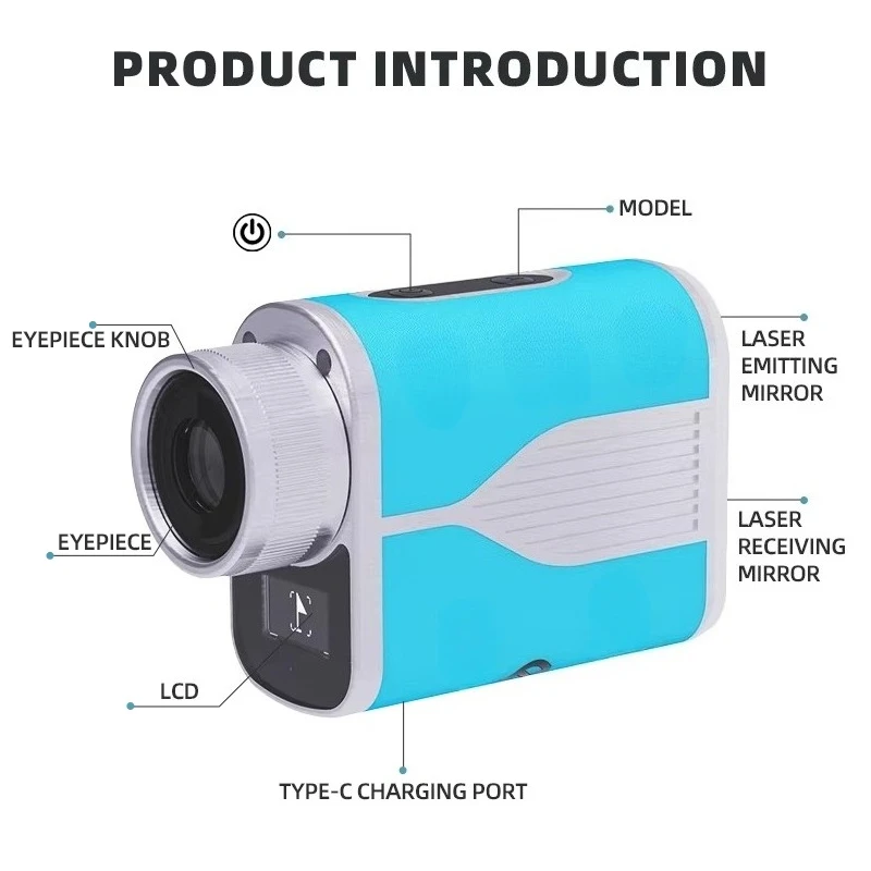 Golf-Entfernungsmesser aus Aluminiumlegierung mit Rampen-Entfernungsmesser und LCD-Golf-Entfernungsmesser