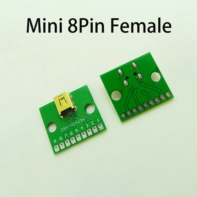1PCS Mini 8Pin Female Test Board Mini USB 8P Female Test Head (PCB) USB Test Socket With Board Connector