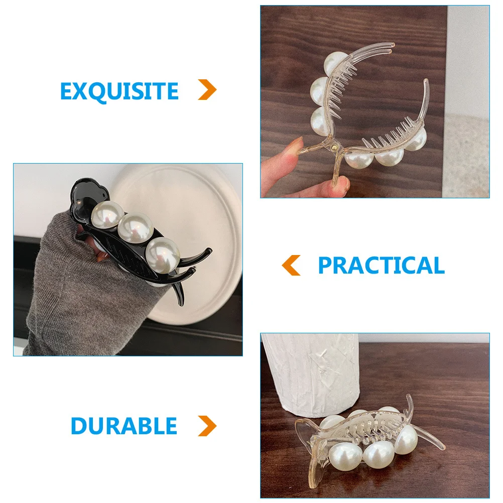 4 قطعة مشبك مخلب اللؤلؤ للنساء حامل الشعر الخلفي مقاطع الفك للشعر الطويل السميك مقاطع مخلب صغيرة ذيل حصان المشبك
