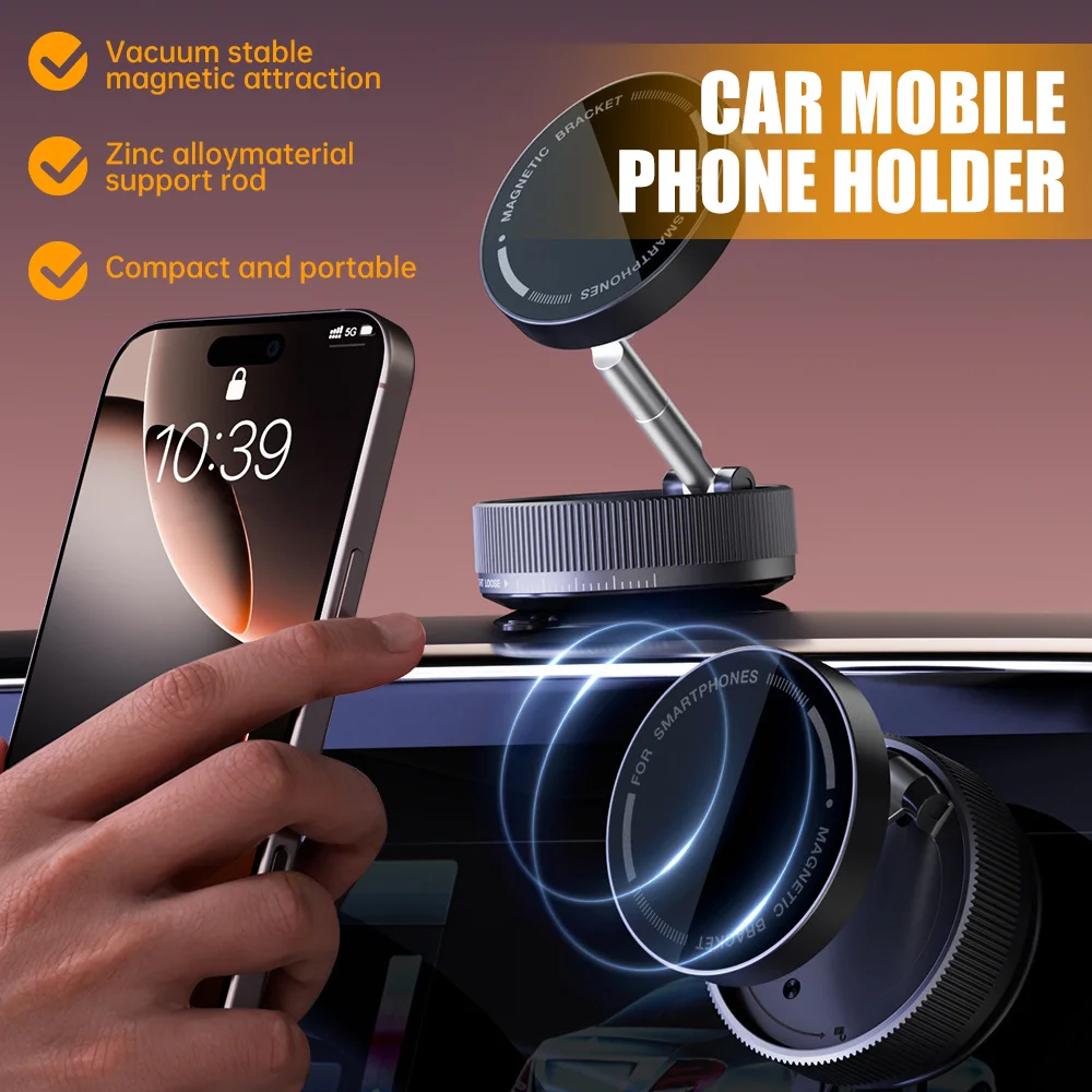 

360° Adjustable Vacuum Magnetic Suction Cup Phone Mount, Hands-Free Magnetic Cell Phone Holder for Car/Gym/Mirror/Smoot