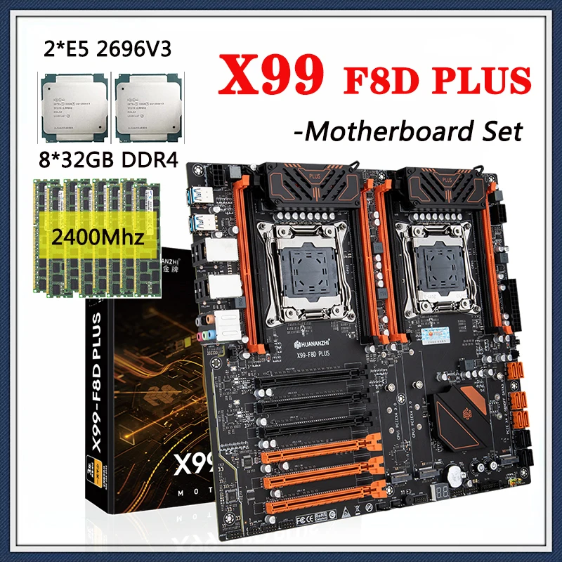 HUANANZHI X99 F8D PLUS Motherboard Set Processor LGA 2011-3 With
