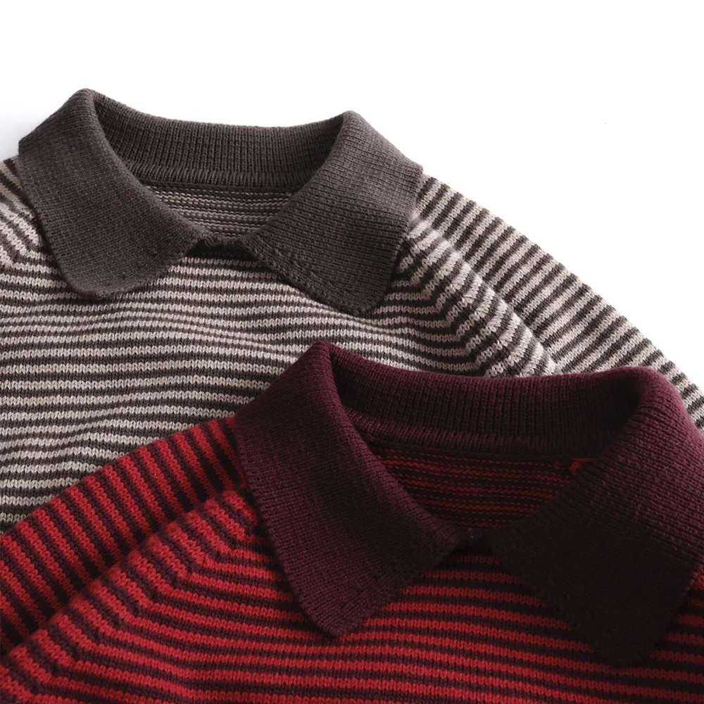 2025 otoño nuevos niños de manga larga de punto Polo camisas de algodón niños suéter Casual niñas Vintage suéter a rayas niños pulóver