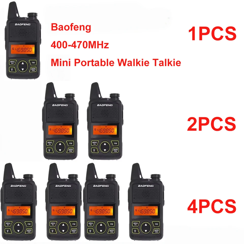Baofeng BF-T1 Mini Portable Walkie Talkie UHF 400-470MHz 20CH Ham FM Two Way Radio Transceiver with Earpiece 1/2/4PCS