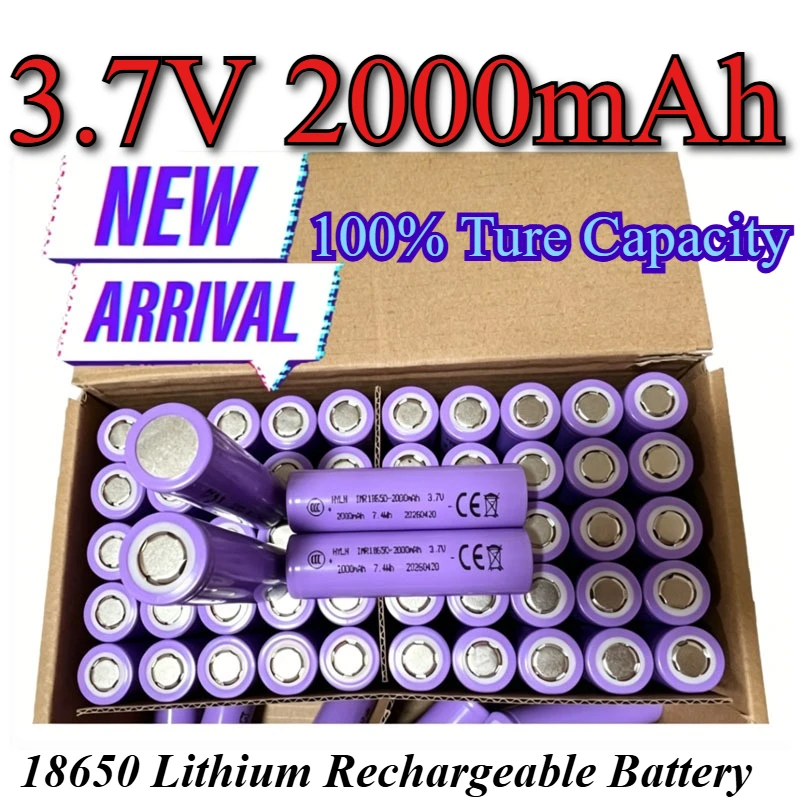 

18650 Battery 3.7V 2000mAh 100% New 18650 Rechargeable Lithium-ion Battery High Current for Flashlight toys Products DIY