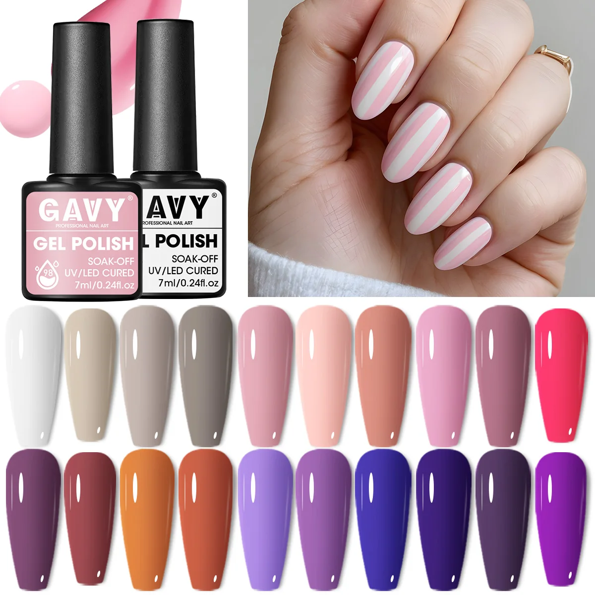 مجموعة طلاء أظافر جل مكونة من 9 قطع من GAVY - مناسبة لفن الأظافر LED للسيدات، واستخدام الصالون والتطبيقات اليومية #1