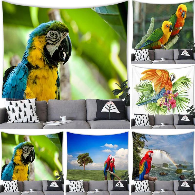 

Tropical Plant Bird Parrot Tapestry Wall Hanging Parrot Decor Tapestry Wall Hanging Parrot Party Home Decoration Background